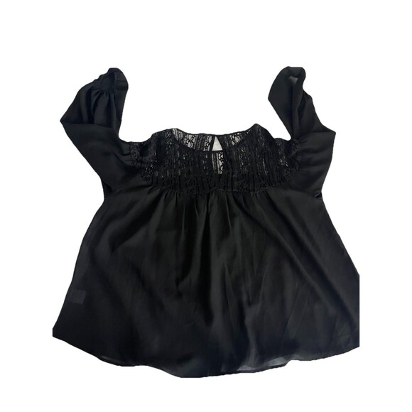 Spade & Heart Randall Lace Detail Blouse 1x Semi Sheer Black Romantic Boho - Picture 4 of 9